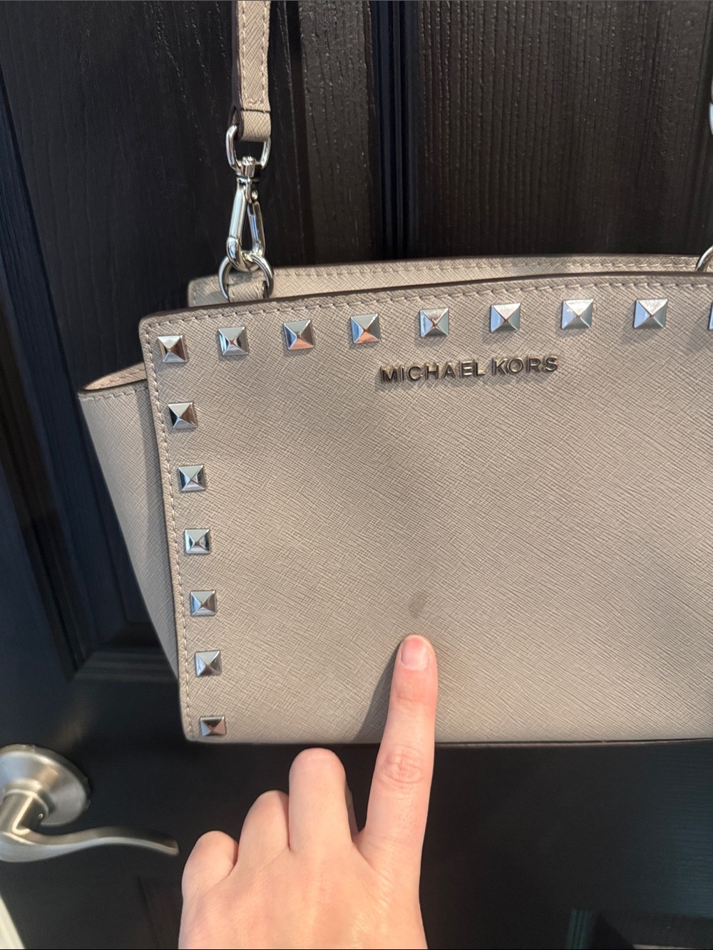 Michael Kors Light Beige Studded Crossbody Bag - Picture 2 of 7
